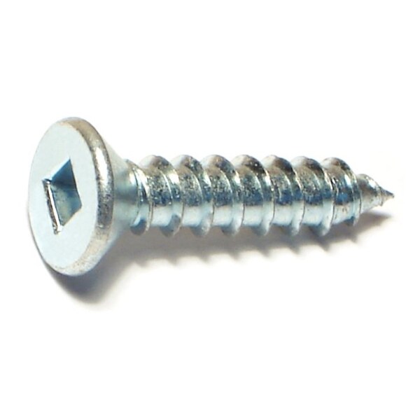 Sheet Metal Screw, #12 x 1 in, Zinc Plated Steel Flat Head Square Drive, 100 PK